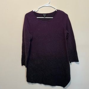Simply Vera Wang Top Womens Medium 3/4 Ombre Metallic Asymmetrical Knit Sweater